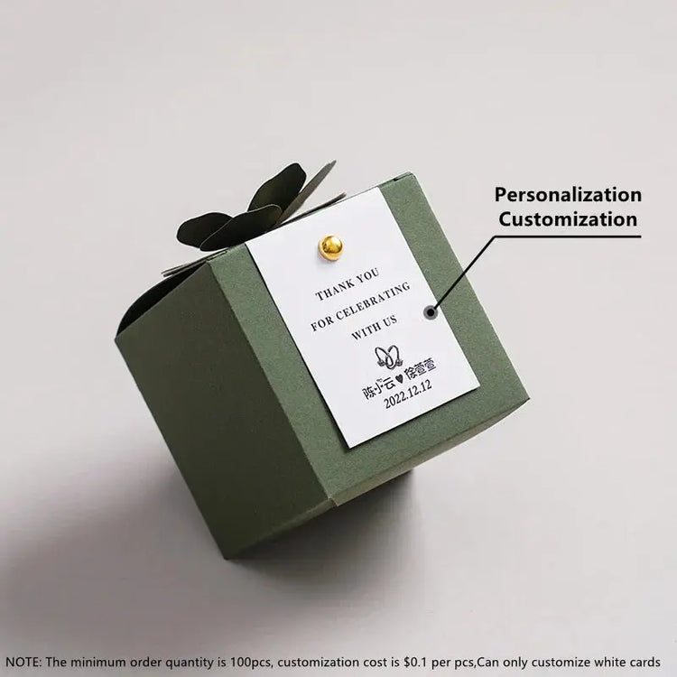 Wedding Candy Box Green Creative Flower Square Exquisite Personalized. - HASHTAG
