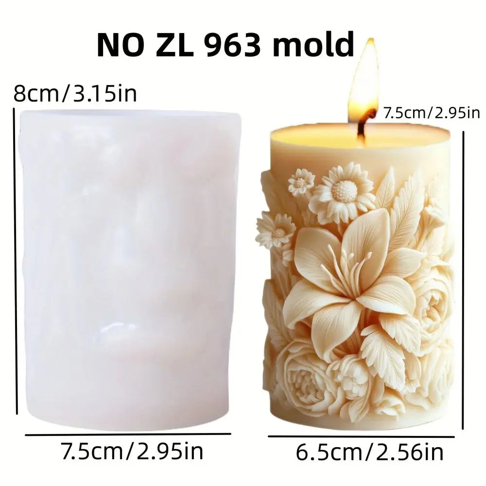 Silicone Mold Flower Lavender Gypsum Cylindrical Candle Making Liebe - Making Life Easier
