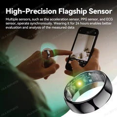 Nuovo Monitor ECG Smart Ring 2025 Frequenza cardiaca Monitoraggio della salute dell'ossigeno nel sangue Modalità multi-sport Temperatura 3ATM Smartring impermeabile HASHTAG