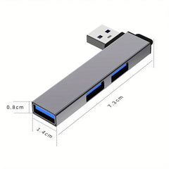 Hub USB, hub USB in alluminio a 3 porte con porta USB 2.0 e porta USB 3.0, splitter USB, prolunga USB per laptop, PC, unità flash, HDD HASHTAG