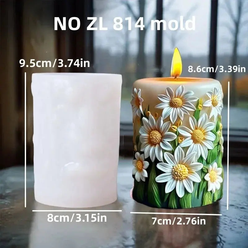 Silicone Mold Flower Lavender Gypsum Cylindrical Candle Making Liebe - Making Life Easier
