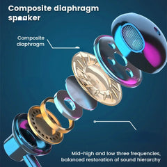 Auricolari wireless 5.3 Cuffie con archetto da collo Display a LED da gioco Cuffie sportive stereo Halter Auricolari magnetici impermeabili HASHTAG