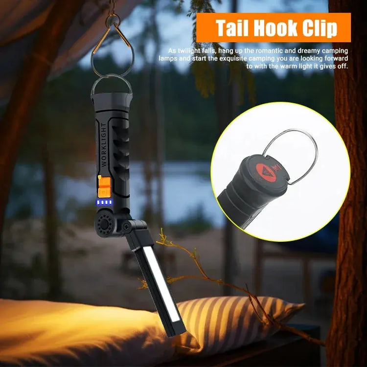 Torcia portatile a LED COB Lampada da lavoro ricaricabile USB Lanterna magnetica Lampada a sospensione con batteria incorporata Torcia da campeggio - My Hashtag Shop