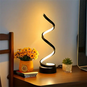 Lampada da tavolo moderna a LED con USB - luminosità regolabile, luce bianca calda, design a spirale, adatta per camera da letto, soggiorno, fuori HASHTAG