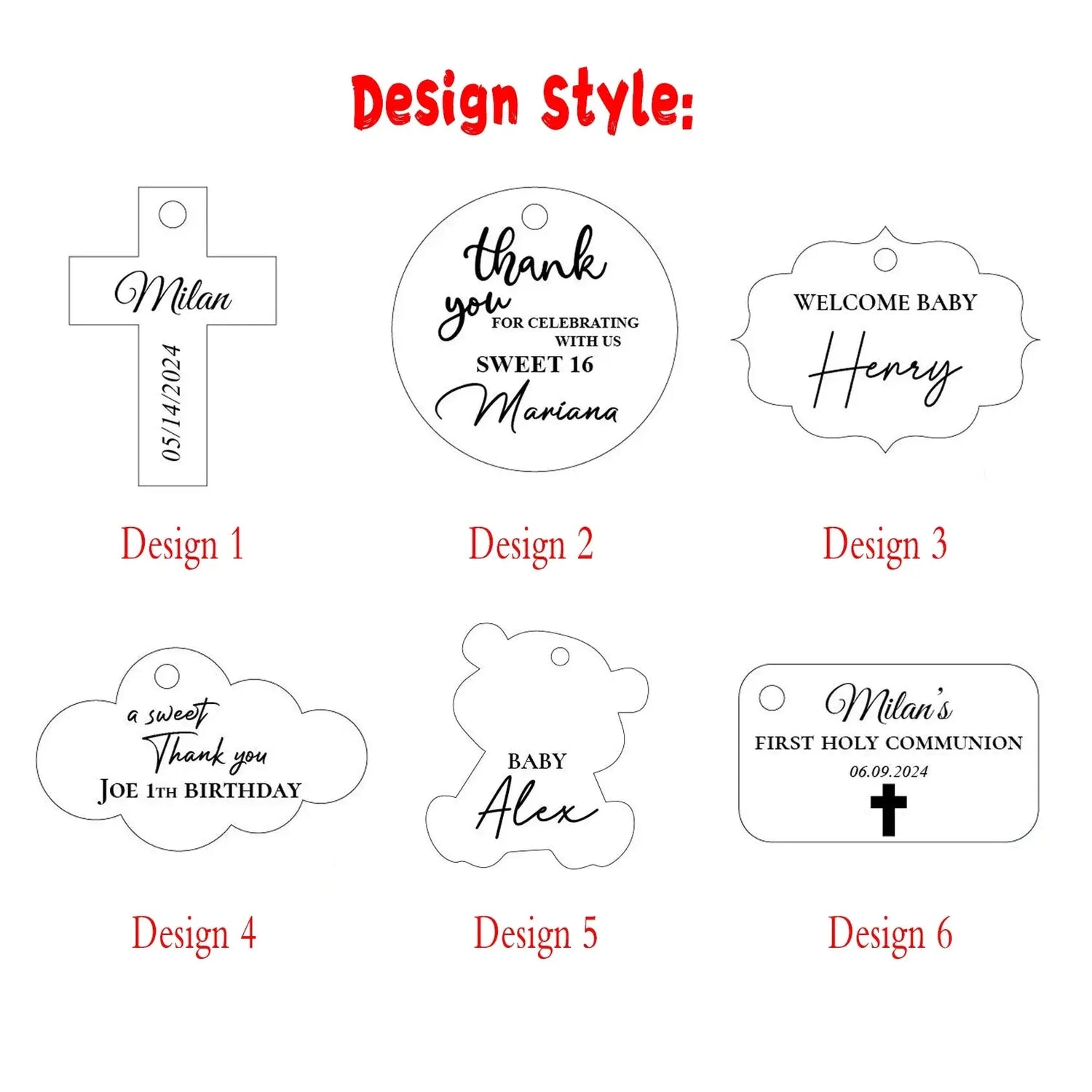 Baby shower name tags elegant acrylic. Liebe - Making Life Easier