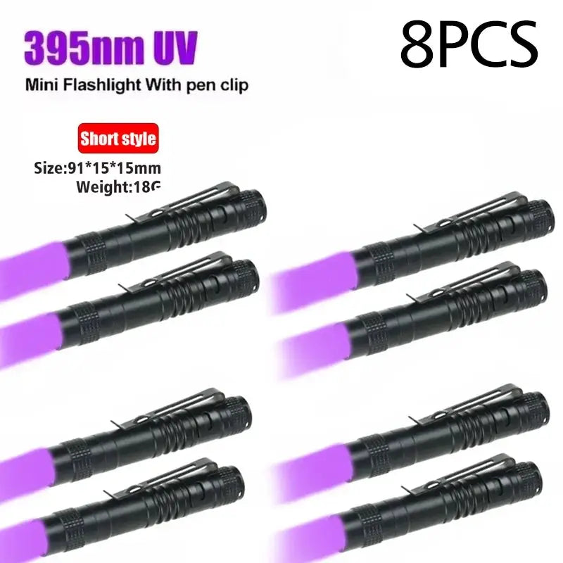 Torcia UV Torcia ultravioletta da 395 nm con clip per penna Batterie AAA portatili utilizzate Luce viola Rilevatore di urina per animali domestici Lampada UV - My Hashtag Shop
