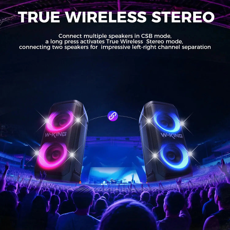 W-KING T12 Tragbare Bluetooth-sprecher-Box con suono MAX Pro da 370 W, Lichtshow, CSB, Bass Boost, Rollen e Teleskopgriff - My Hashtag Shop