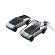 Nuovo caricabatterie wireless multifunzione 3 in 1 Cybertruck Caricabatterie Qi2 da tavolo per iPhone (15 W), Iwatch (5 W), Airpods (2,5 W) Ricarica HASHTAG