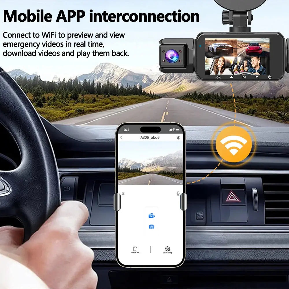 Dashcam 4 canali wifi car dvr cruscotto telecamere per auto way back box modalità parcheggio 24 ore anteriore e posteriore interno 360 dash cam - My Hashtag Shop