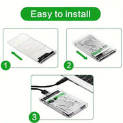 Custodia per HDD trasparente Custodia per HDD SSD da 2,5 pollici SATA a USB Tipo-C Adattatore Scatola per disco rigido esterno portatile Senza attrezzi HASHTAG
