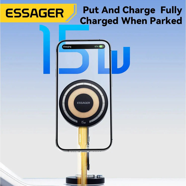 Essager Caricatore wireless magnetico Supporto per telefono per auto 15W Ricarica rapida Supporto per incollare facile per Magsafe iPhone 15 14 13 Pro Max - My Hashtag Shop