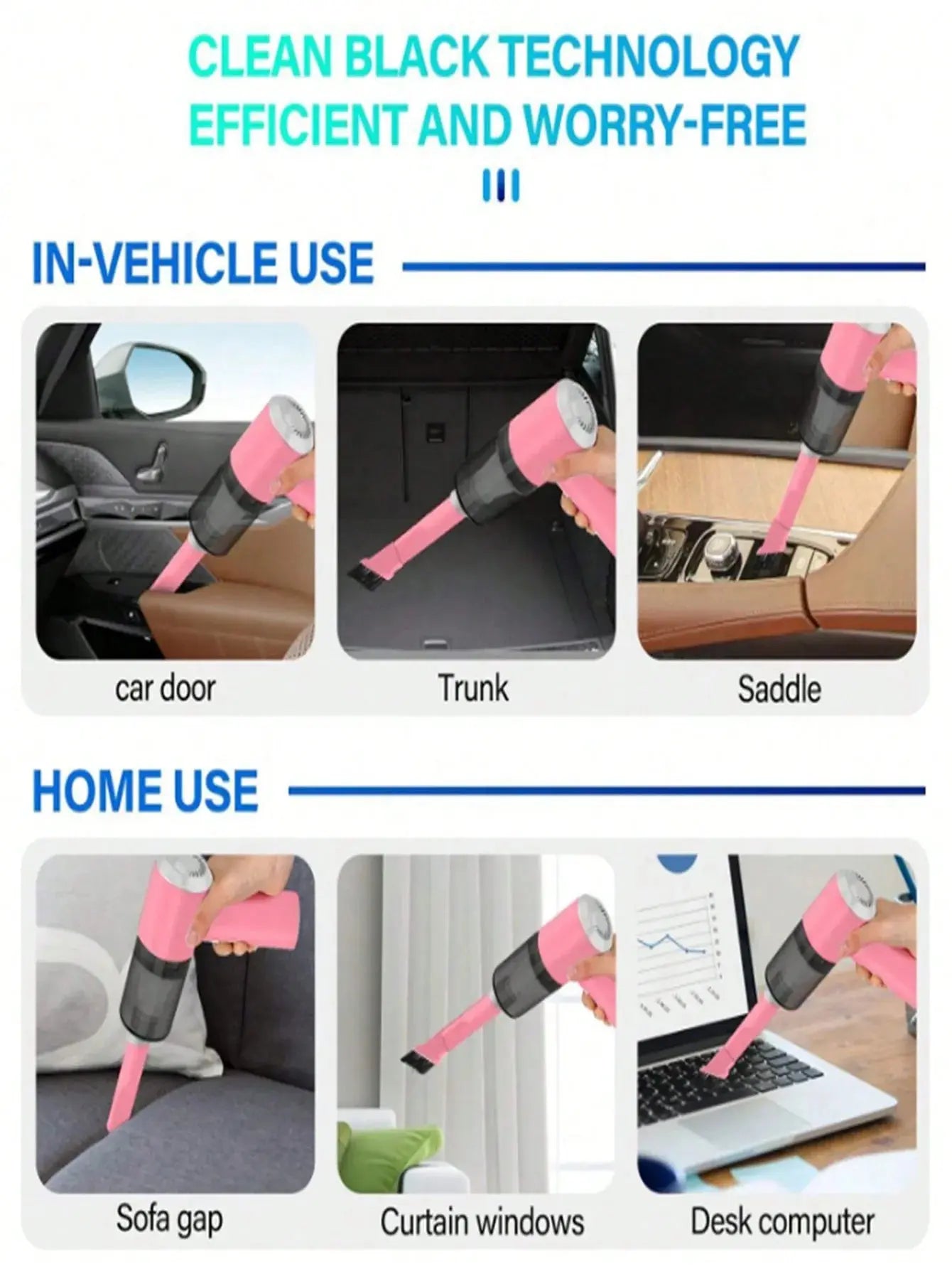 Aspirapolvere combinato 3 in 1 con aspirazione e soffiaggio integrati, ricarica USB, aspirapolvere per piccole auto - My Hashtag Shop