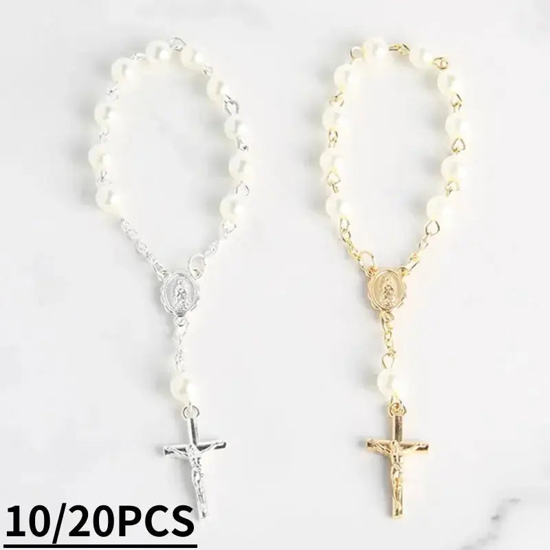 Baptism Catholic Communion 10/20pcs Rosary Bracelet Bead for Baptism Favors. - HASHTAG
