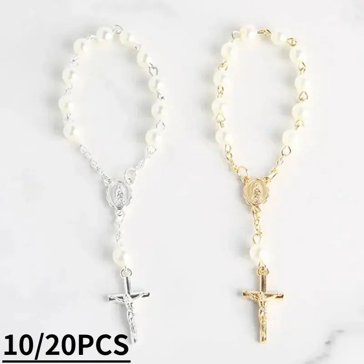 Baptism Catholic Communion 10/20pcs Rosary Bracelet Bead for Baptism Favors. - HASHTAG