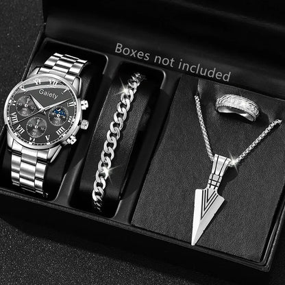 Orologio da uomo in acciaio inossidabile alla moda Orologio da polso al quarzo con calendario di lusso Orologi da uomo d&