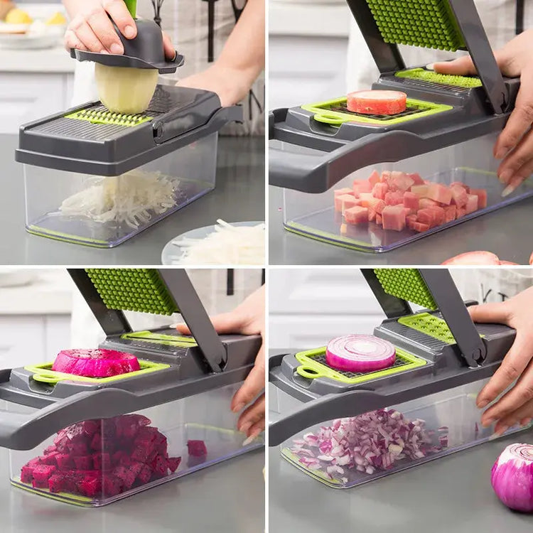 Tritatutto per verdure multifunzionale Tritatutto per cipolla Manico Griglia per alimenti Chopper per alimenti Cucina Affettatrice per verdure Dicer Cut - My Hashtag Shop