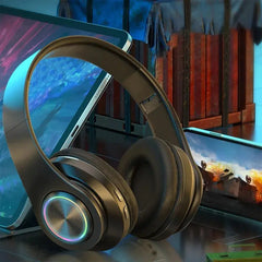Cuffie wireless over-ear: cancellazione attiva del rumore, bassi profondi, luce a LED, design pieghevole portatile per musica, sport e giochi HASHTAG
