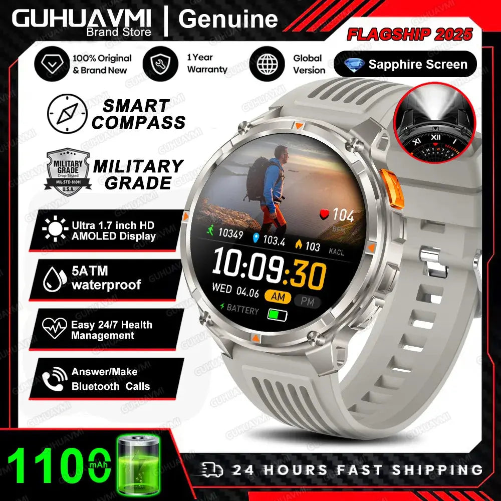 Nuovo T-REX3 Ultra 1100mAh Batteria SmartWatch 10ATM GPS impermeabile Bussola Torcia 1.7 "AMOLED HD Chiamata Sport Smart Watch da uomo - My Hashtag Shop