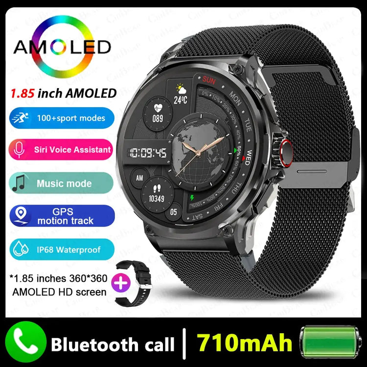 Nuovo GPS Track Astuto Della Vigilanza Degli Uomini 1.85 Pollici HD AMOLED Schermo 710 Mah Batteria Sport Chiamata Bluetooth Smartwatch Per Android IOS - My Hashtag Shop