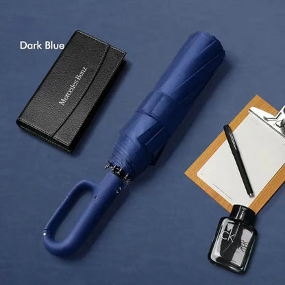 Ombrello da uomo completamente automatico con design ad anello e fibbia a 20 costole, pieghevole, extra large, resistente, doppio ombrellone da DONNA