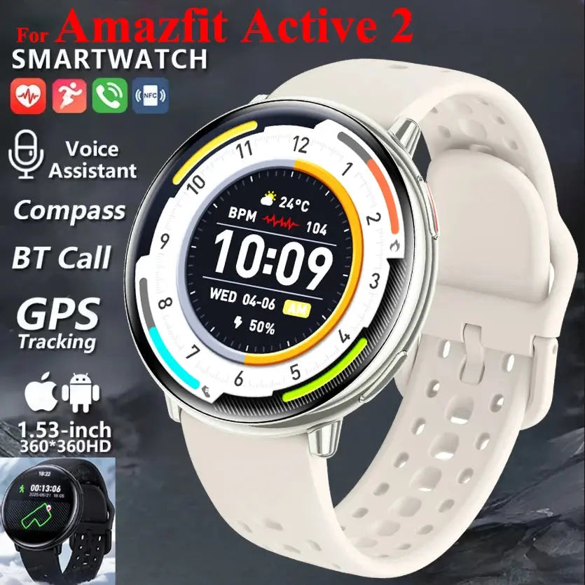 Per Amazfit Active 2 GPS Astuto Della Vigilanza Delle Donne Degli Uomini Ai GPT Amoled Impermeabile Sport SmartWatch Bussola NFC BT Chiamata Orologi per - My Hashtag Shop