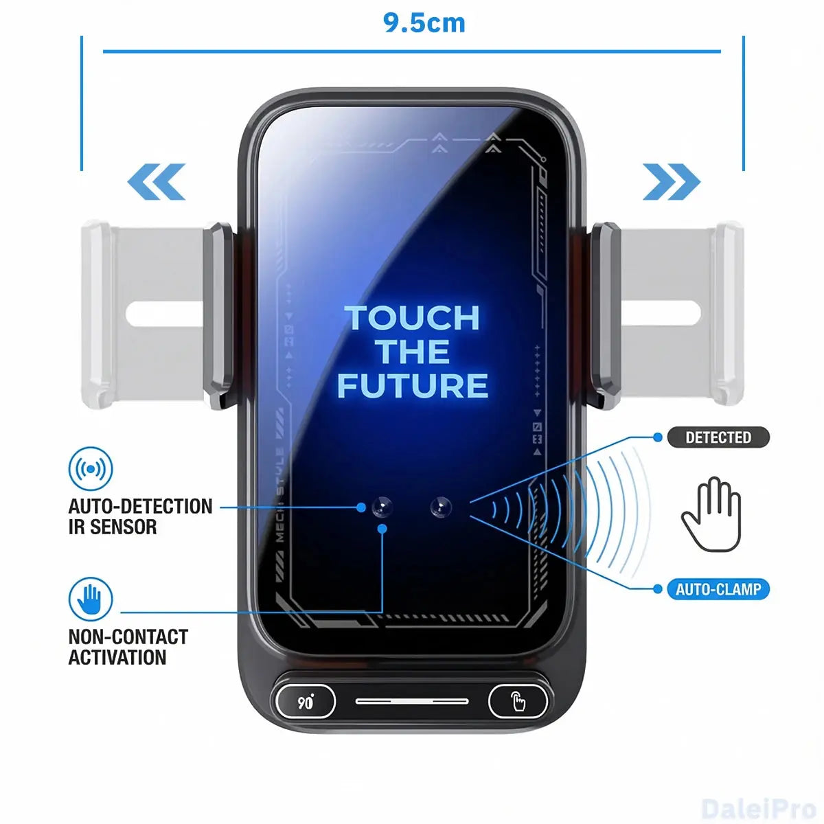 Caricatore per telefono per auto Supporto per telefono Caricatore wireless e cablato da 15 W Rilevamento automatico Rilascio e rotazione con un solo tocco Certificato Qi FCC ROHS - My Hashtag Shop