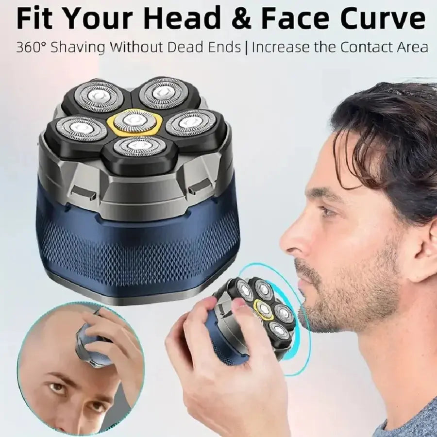 NNEOBA 6D Electric Head And Face Shaver Rechargeable Cordless for Men Blue-2
