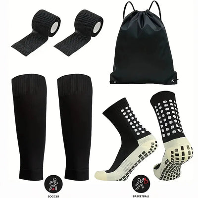 Set di attrezzature da calcio da 4 pezzi, calzini antiscivolo, coperture per calzini, borsa, benda HASHTAG