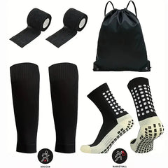 Set di attrezzature da calcio da 4 pezzi, calzini antiscivolo, coperture per calzini, borsa, benda HASHTAG
