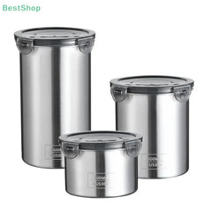 500/900/1400ml Storage Jars Stainless Steel Sealed Container Kitchen Barrel Fresh Bean Vegetable Coffee Organizer HASHTAG