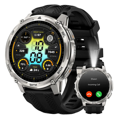 KOSPET TANK T4C Smartwatch Robusto per Uomo, GPS di Grado Militare con Torcia, Impermeabile 5ATM, Tracker per Salute e Fitness