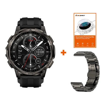 KOSPET TANK T4C Smartwatch Robusto per Uomo, GPS di Grado Militare con Torcia, Impermeabile 5ATM, Tracker per Salute e Fitness