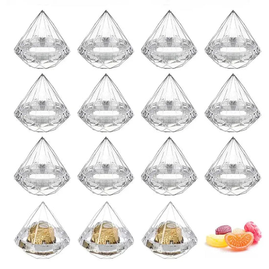 Diamond Shaped Candy Boxes Transparent Wedding Favors 12 Pcs Container. - HASHTAG