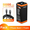 Power Bank 50000mAh 100W PD PPS Ricarica super veloce Batteria di ricambio portatile Tipo-C Cavo retrattile Powerbank per telefono portatile HASHTAG