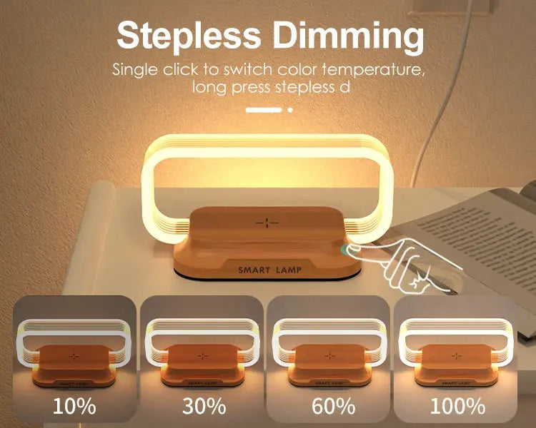 lampada da comodino USB caricatore wireless dimmerabile piccola luce notturna con caricatore wireless veloce - My Hashtag Shop