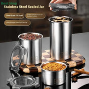 500/900/1400ml Storage Jars Stainless Steel Sealed Container Kitchen Barrel Fresh Bean Vegetable Coffee Organizer HASHTAG