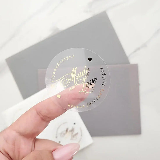Gold Foil Clear Label Stickers Ideal For All Event Stationery. - HASHTAG
