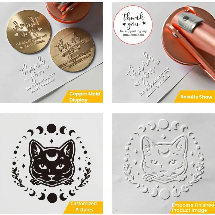 Timbro per goffratura LOGO personalizzato Biblioteca di nozze Libro Busta con sigillo in acciaio portatile privato Invito a festa Timbri per goffratura Fai da te - My Hashtag Shop