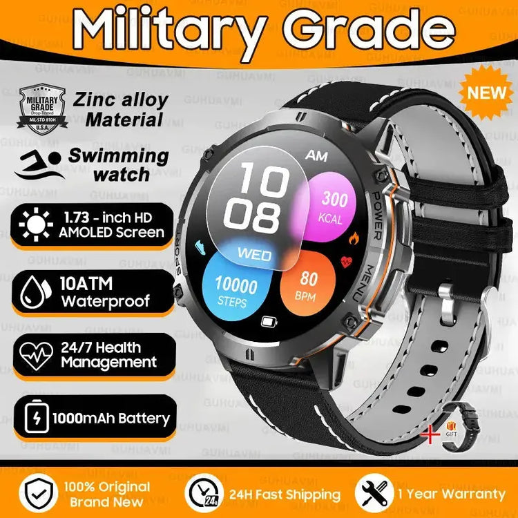 Nuovo Militare T-Rex3 1000mAh Batteria SmartWatch Da Uomo 10ATM Impermeabile GPS Bussola da 1.73 pollici AMOLED Schermo Chiamata Sport Smartwatch My Hashtag Shop