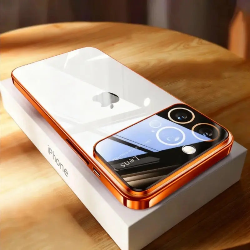 Custodia protettiva per fotocamera con obiettivo in vetro duro trasparente per PC con placcatura di lusso per iPhone 15 13 11 12 14 Pro Max Copertura completa per paraurti trasparente - My Hashtag Shop