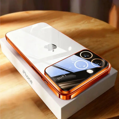 Custodia protettiva per fotocamera con obiettivo in vetro duro trasparente per PC con placcatura di lusso per iPhone 15 13 11 12 14 Pro Max Copertura completa per paraurti trasparente - My Hashtag Shop