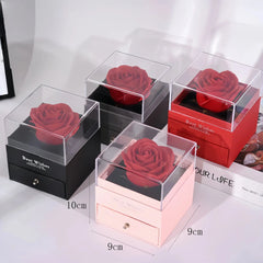 Holiday Gifts for Women Eternal Red Rose with Heart Necklace Flower Lipstick Gift for Mom Girlfriend Birthday from Daughter Sons HASHTAG