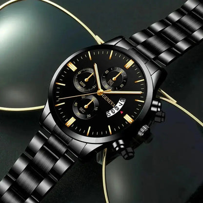 Orologio da uomo in acciaio inossidabile alla moda Orologio da polso al quarzo con calendario di lusso Orologi da uomo d&