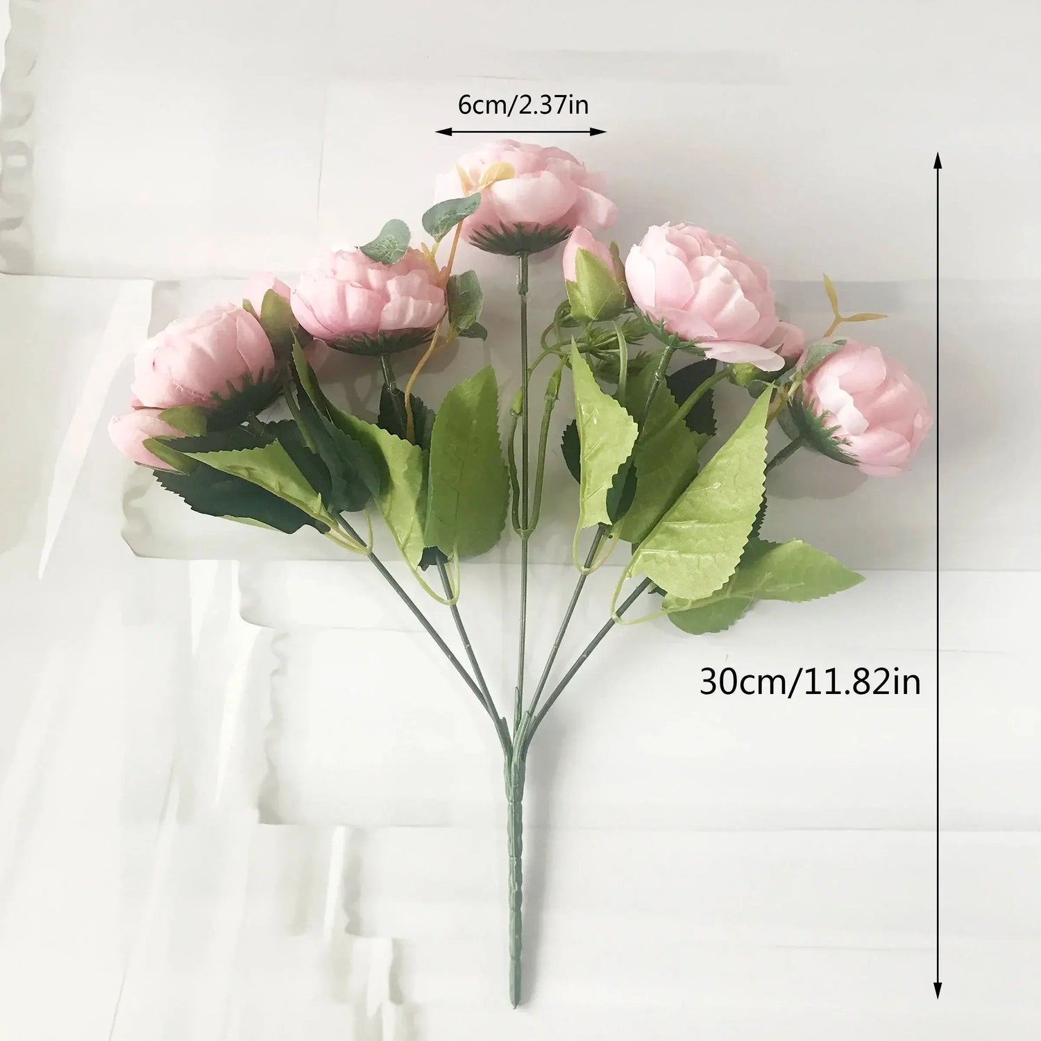 Silk Peony Artificial Flowers Bouquet 5 Big Head 30cm Rose Pink Liebe - Making Life Easier