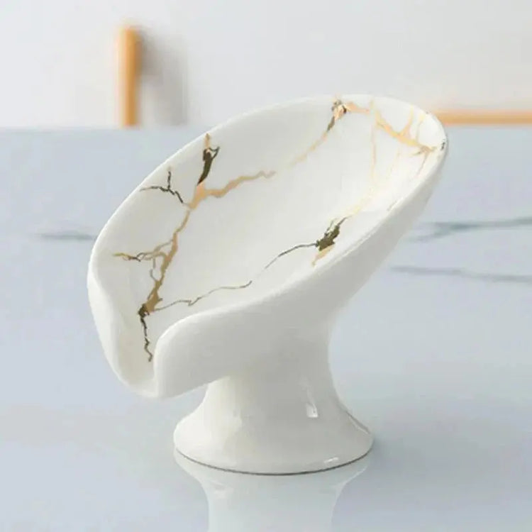Ceramic Leaf shower soap holder, bathroom or kitchen drain hole tray. - HASHTAG