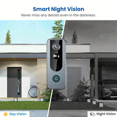 Campanello video intelligente wireless, con riconoscimento umano, visione notturna a infrarossi, installazione semplice, utilizzato per il monitoraggio domestico HASHTAG