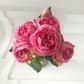 Silk Peony Artificial Flowers Bouquet 5 Big Head 30cm Rose Pink Liebe - Making Life Easier