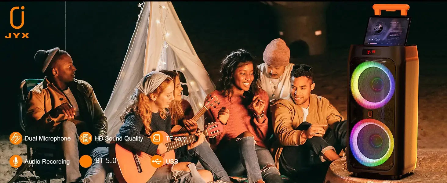 Macchina T9Karaoke con 2 microfoni wireless, altoparlante Bluetooth portatile per adulti e bambini, sistema PA per grandi feste con luci da discoteca - My Hashtag Shop