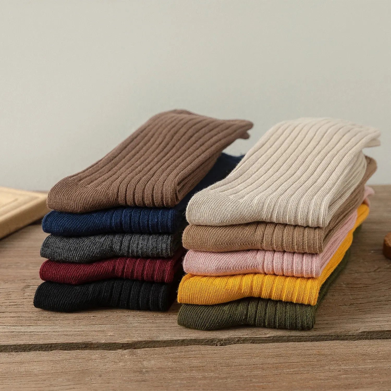 Women Cotton Loose Socks 10Pairs Retro Knitting Solid Color Long Black Liebe - Making Life Easier