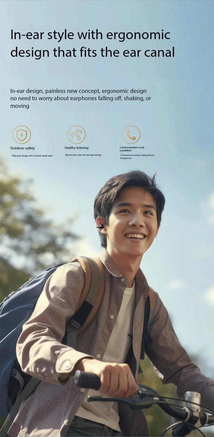 Nuova superficie a specchio Display digitale Clip per orecchio in silicone morbido Cuffie Bluetooth wireless con riduzione del rumore, alta definizione, senza perdita per lo sport - My Hashtag Shop